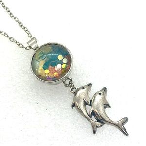 Necklace with dolphins & Handmade 20mm snap SN20